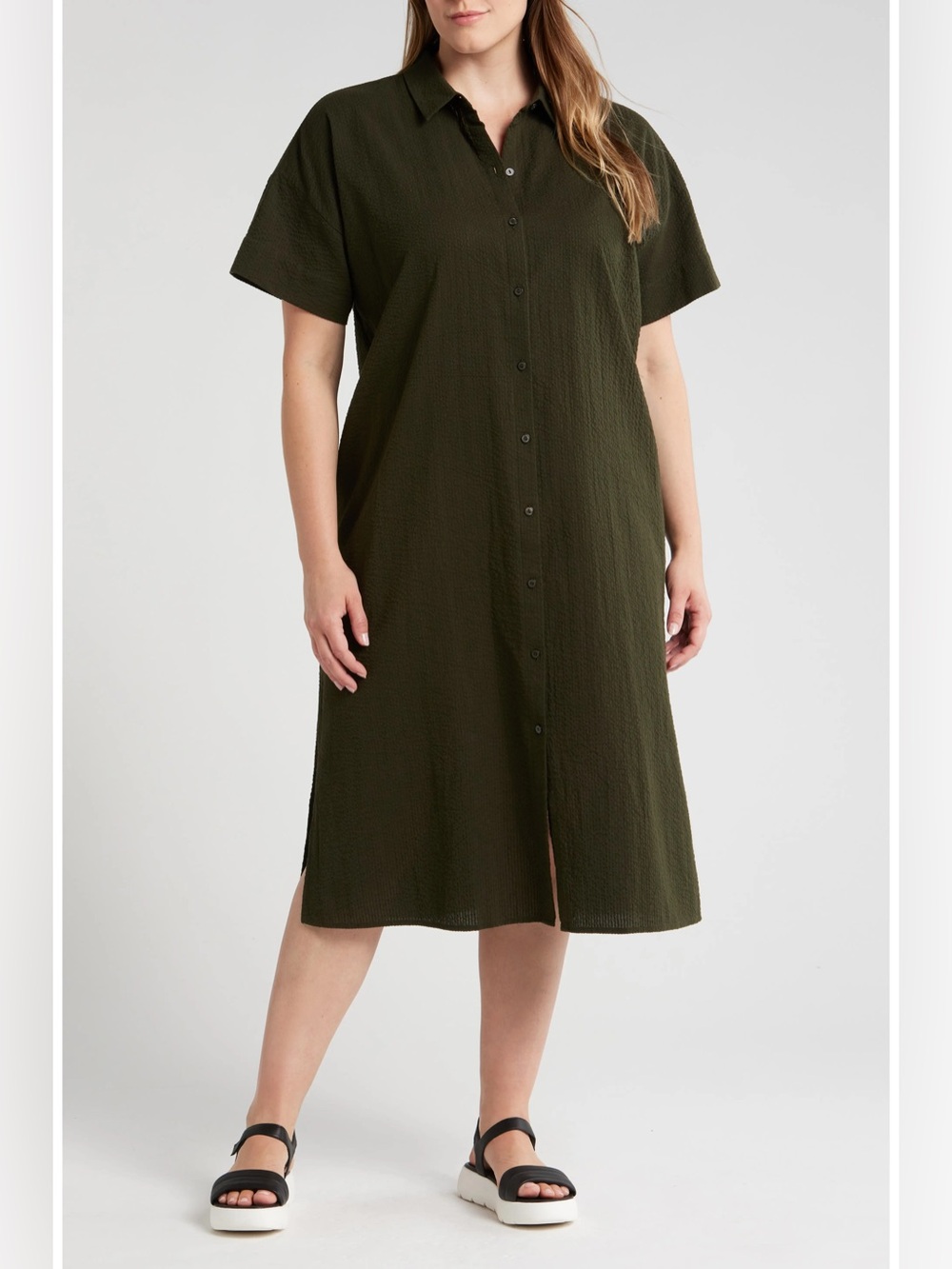 EILEEN FISHER ‘Organic Cotton Pucker Classic Shirt Dress’ - Picture 2 of 10